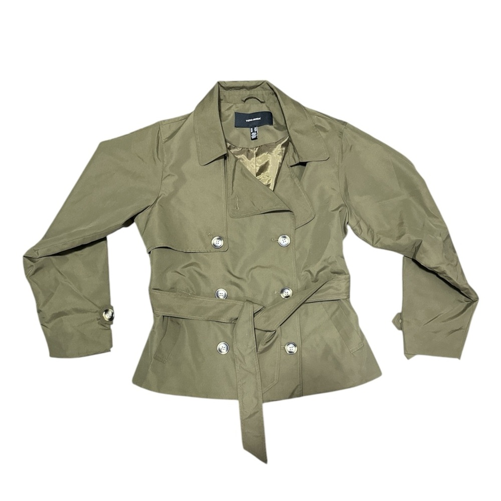 Vero Moda Women's Olive Double-Breasted Belted Jacket